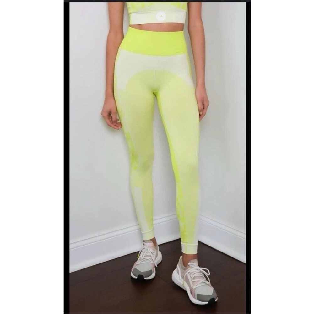 EUC Adidas Stella McCartney Yellow Leggings Medium - Picture 3 of 8